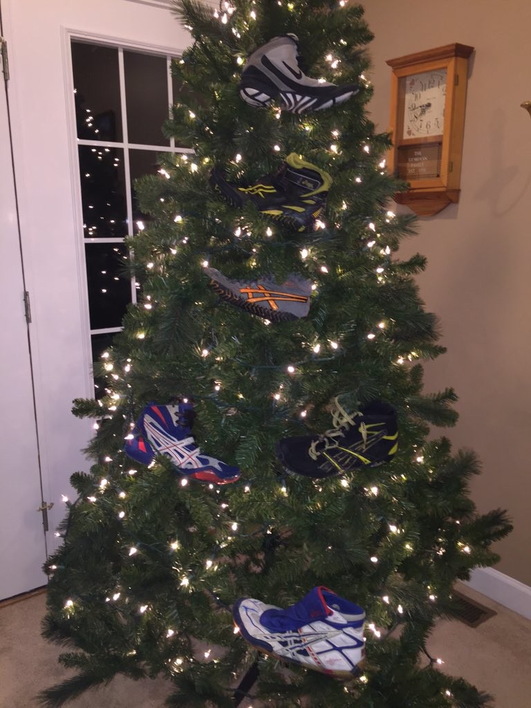 Wrestling Shoes in a Christmas Tree